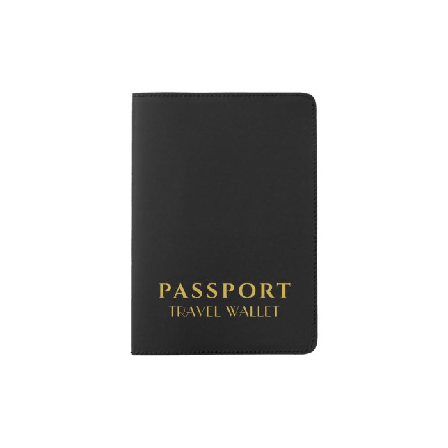 Elegant Personalized Monogram Solid Black Passport Holder (Front)