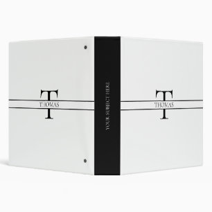 Elegant Personalized Monogrammed Custom Name 3 Ring Binder