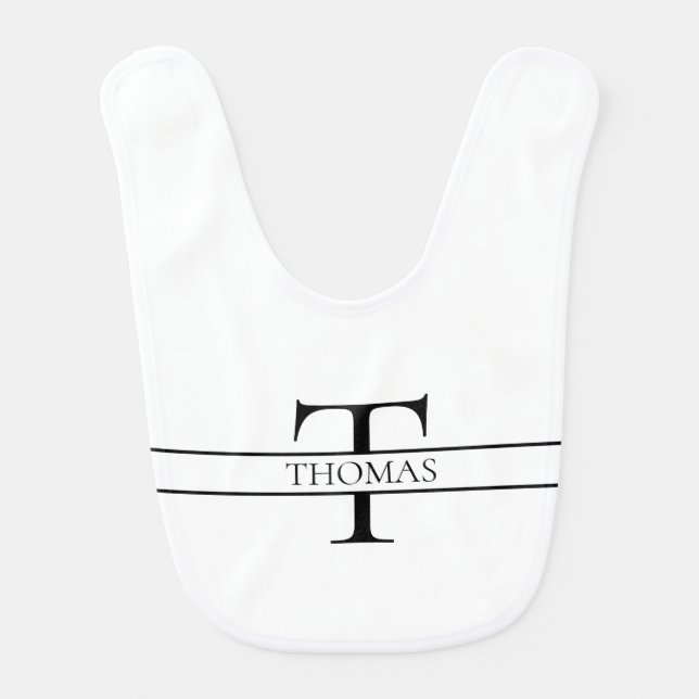 Elegant Personalized Monogrammed Custom Name Baby Bib (Front)