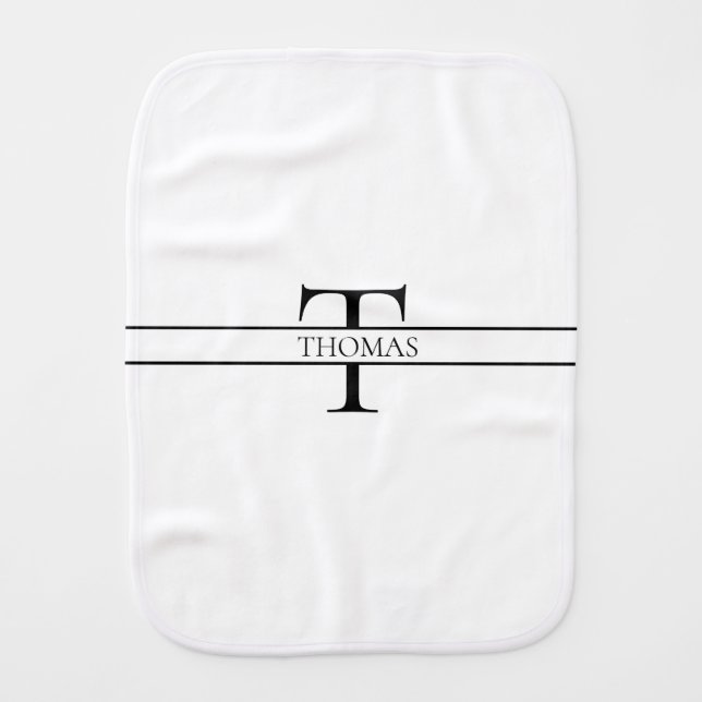 Elegant Personalized Monogrammed Custom Name Baby Burp Cloth (Front)