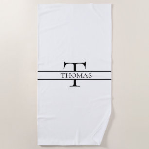 Elegant Personalized Monogrammed Custom Name Beach Towel