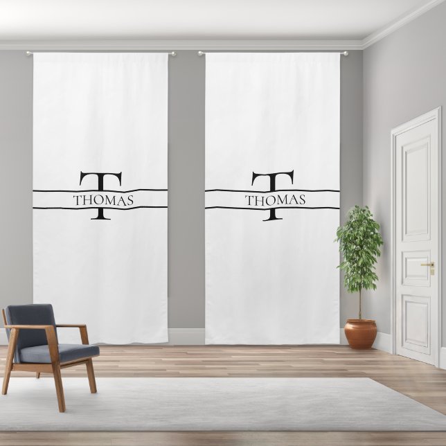 Elegant Personalized Monogrammed Custom Name Blackout Curtains (Wide)