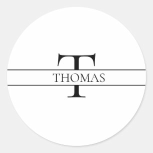 Elegant Personalized Monogrammed Custom Name Classic Round Sticker