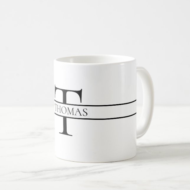 Elegant Personalized Monogrammed Custom Name Coffee Mug (Front Right)