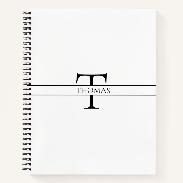 Elegant Personalized Monogrammed Custom Name Notebook (Front)