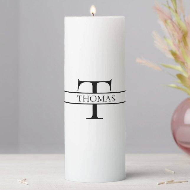 Elegant Personalized Monogrammed Custom Name Pillar Candle (In Situ)