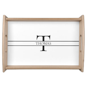 Elegant Personalized Monogrammed Custom Name Serving Tray