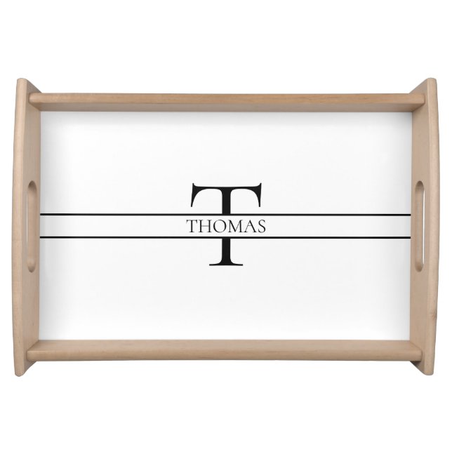 Elegant Personalized Monogrammed Custom Name Serving Tray (Front)