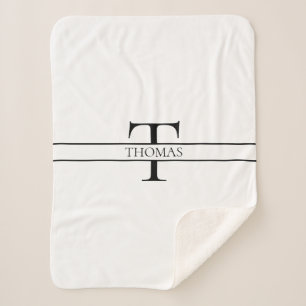 Elegant Personalized Monogrammed Custom Name Sherpa Blanket