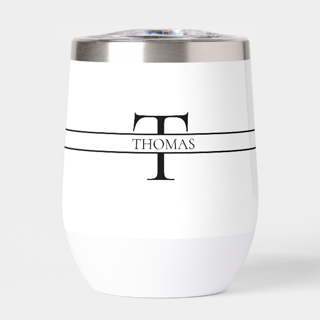 Elegant Personalized Monogrammed Custom Name  Thermal Wine Tumbler (Front)