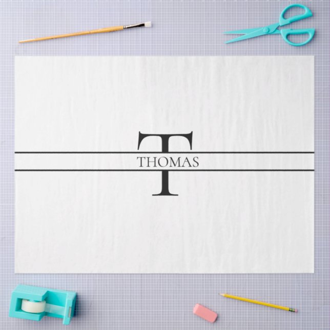 Elegant Personalized Monogrammed Custom Name  Tissue Paper (Craft)