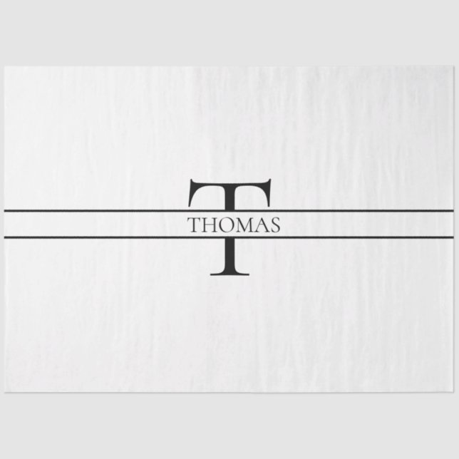 Elegant Personalized Monogrammed Custom Name  Tissue Paper (Front)