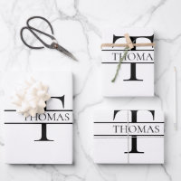 Elegant Personalized Monogrammed Custom Name Wrapping Paper Sheets