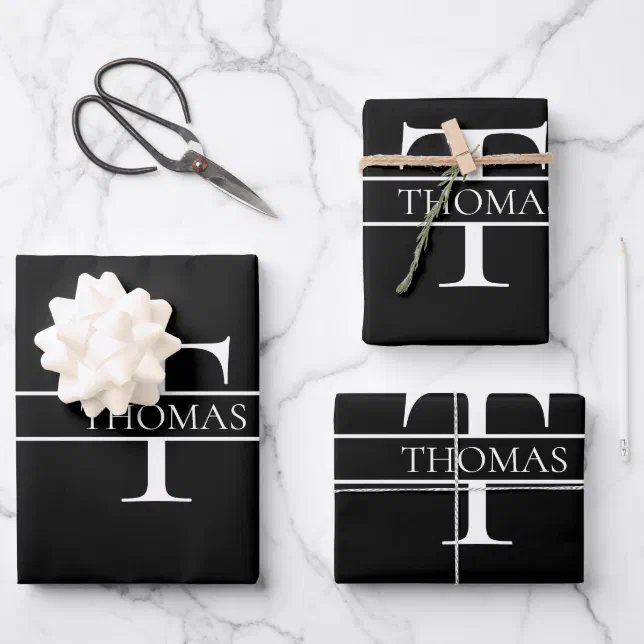 Elegant Personalized Monogrammed Custom Name Wrapping Paper Sheets | Zazzle
