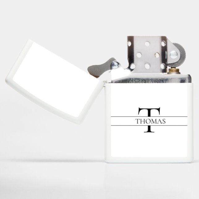 Elegant Personalized Monogrammed Custom Name Zippo Lighter (Opened)