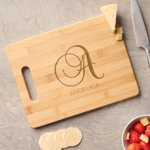 Elegant Personalized Monogrammed Name Letter A Engraved Cutting Board