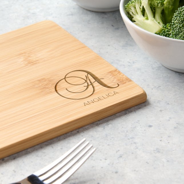 Elegant Personalized Monogrammed Name Letter A Engraved Cutting Board (Kitchen)