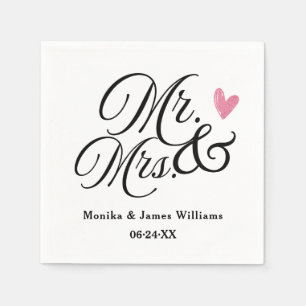 Elegant Personalized Mr and Mrs Wedding Monogram Napkins