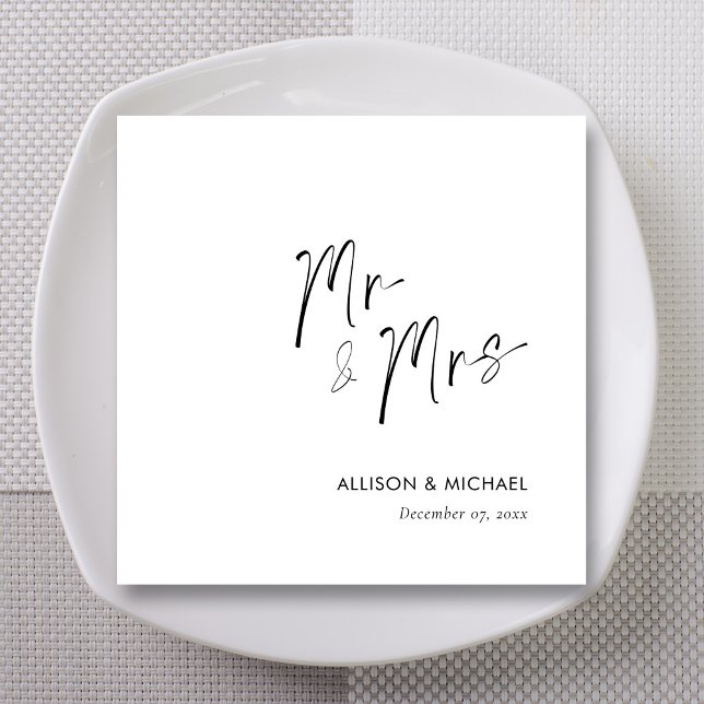 Elegant Personalized Mr & Mrs Wedding Napkins (Creator Uploaded)