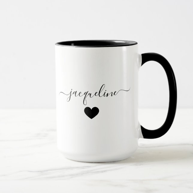 Elegant Personalized Mug with Name and Heart (Right)