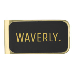 Elegant Personalized Name Black Gold Finish Money Clip