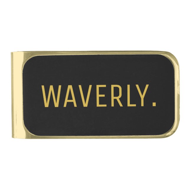 Elegant Personalized Name Black Gold Finish Money Clip (Front)