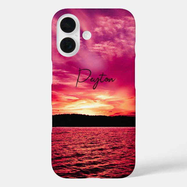 Elegant Personalized Name Dusk Sunset Water Case-Mate iPhone Case (Back)