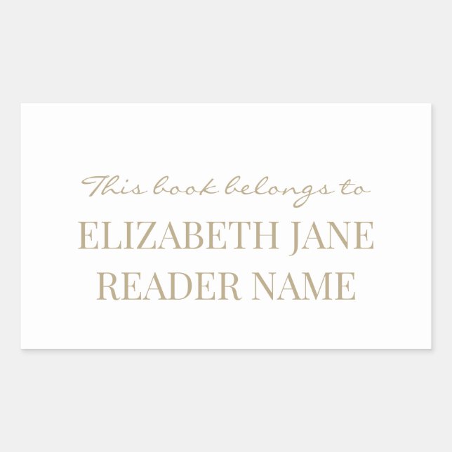 Elegant Personalized Name Gold Bookplate Label (Front)