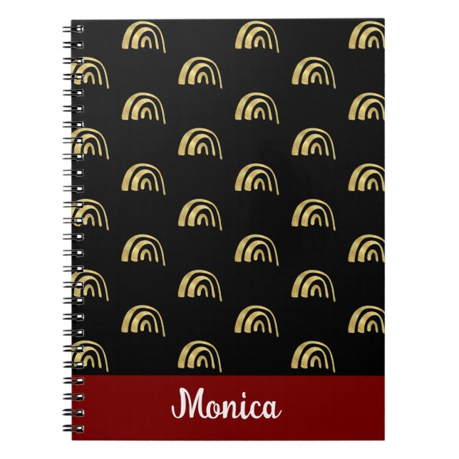 Elegant Personalized name  gold rainbow  pattern Notebook (Front)