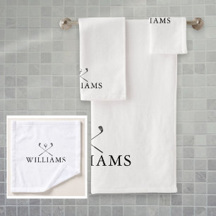 Elegant Personalized Name Golf Clubs Bath Towel Set