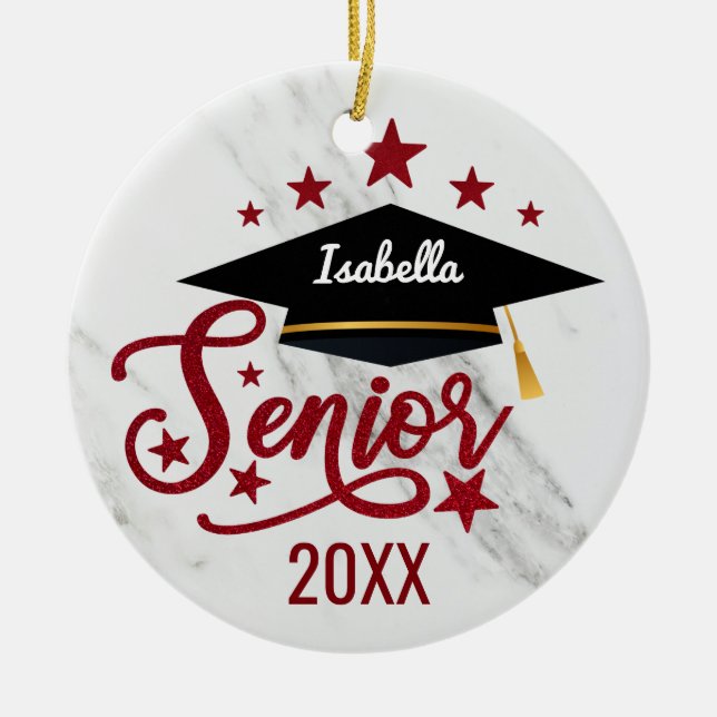Elegant personalized Name Graduation senior 2024 Ceramic Ornament (Front)