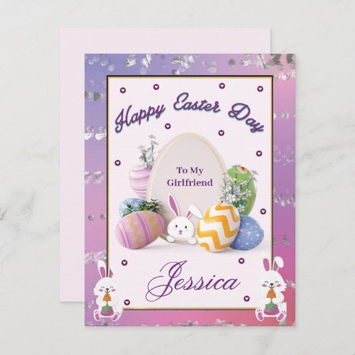 Elegant  Personalized Name Happy Easter Day  Holid Holiday Card