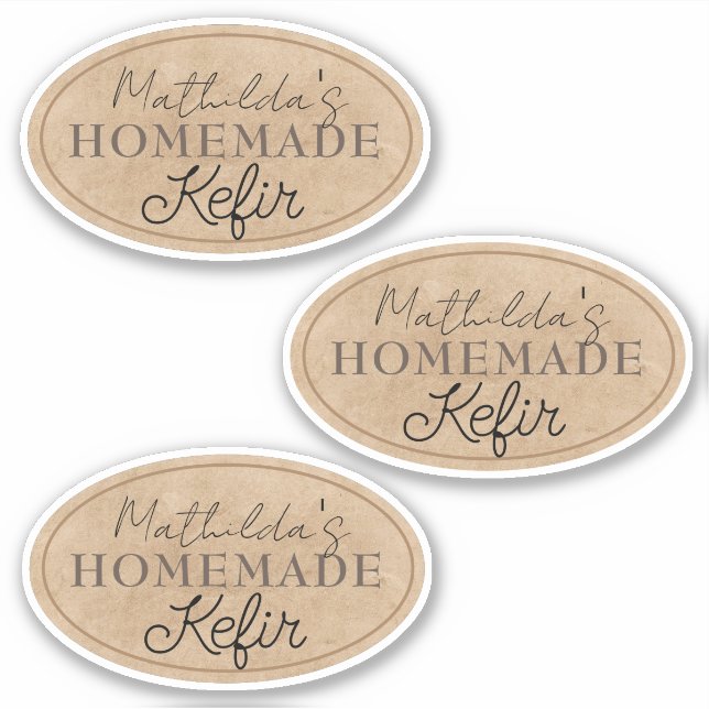    Elegant Personalized Name Homemade Kefir Labels (Front)