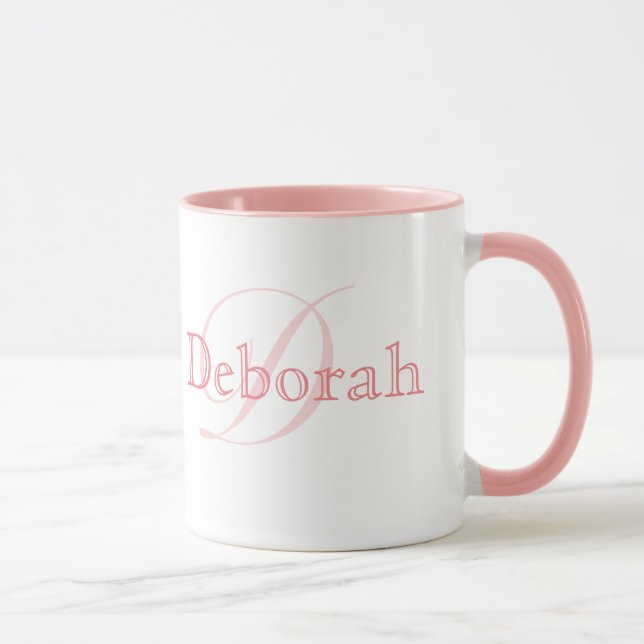 Elegant Personalized Name Monogram Pink Mug (Right)