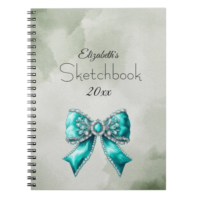 Elegant Personalized Name Notebook with Bow (Front)