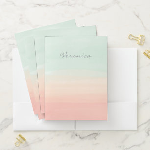 Elegant Personalized Name Pastel Ombre Office Pocket Folder