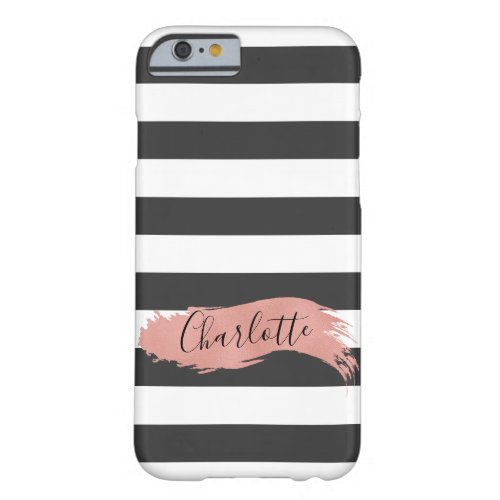 Elegant Personalized Name Rose Gold Brush Stroke Barely There iPhone 6 Case