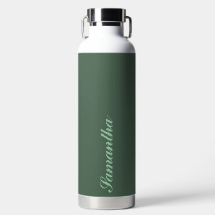 Elegant Personalized Name Typography |Gray green Water Bottle
