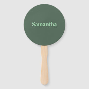 Elegant Personalized Name Typography |sage green Hand Fan