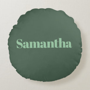 Elegant Personalized Name Typography |sage green Round Pillow