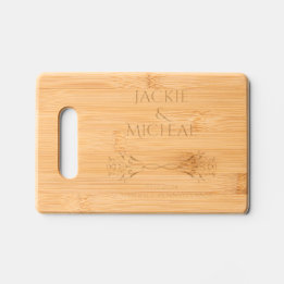 Elegant Personalized Name Wedding Gift Etched Engraved Cutting Board