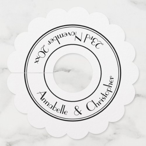Elegant personalized names chic white   wine glass tag