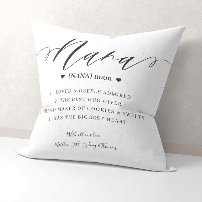 Elegant Personalized Nana Definition Keepsake Throw Pillow (Creator Uploaded)