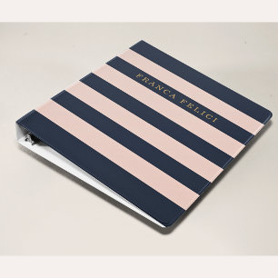 Elegant Personalized Navy & Champagne Gold Thesis 3 Ring Binder