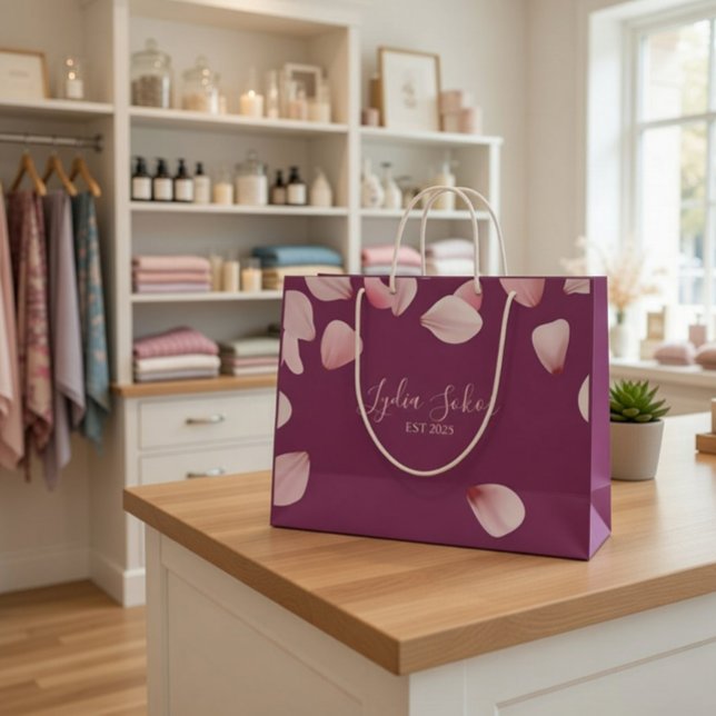 Elegant Personalized Paper Gift Bag with Floral Pe (Creator Uploaded)