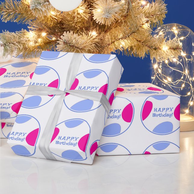 Elegant Personalized Pastel Pink and Blue Birthday Wrapping Paper (Holidays)