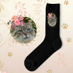 Elegant Personalized Pet Photo Black Socks