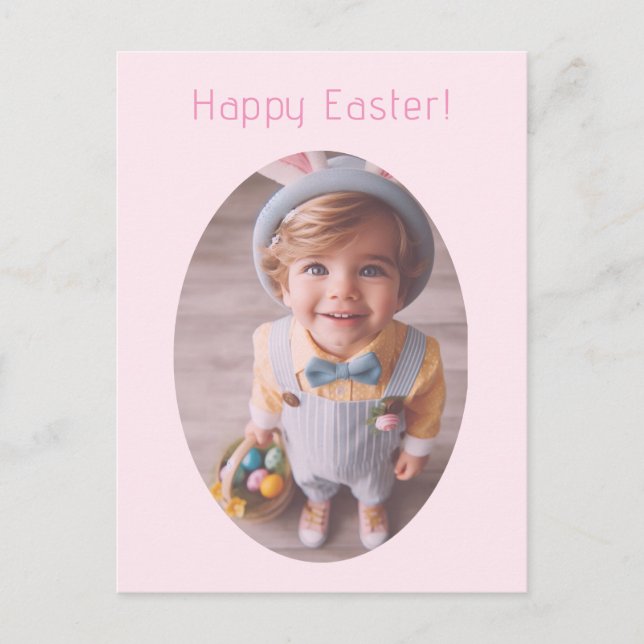 Elegant Personalized Photo Elegant Pink Easter Holiday Postcard (Front)