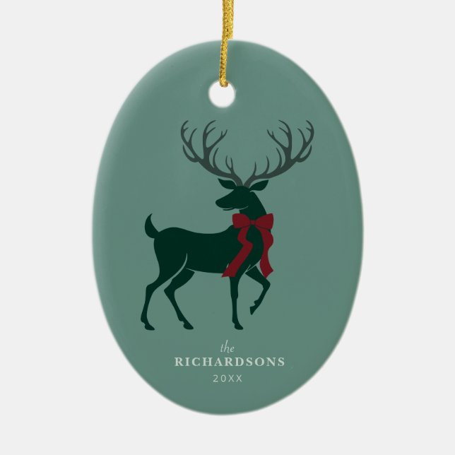 Elegant Personalized Photo Family Christmas Ceramic Ornament (Front)