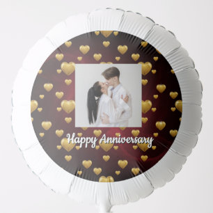 Elegant Personalized Photo & Gold Heart Balloon